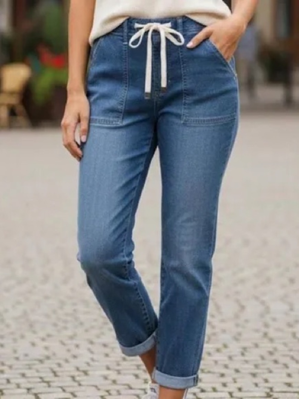 NWT Judy Blue On The Move High Waist Denim Jeans with Drawstring Elastic Back